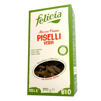 Mezze Penne z ekologiczną mąką z zielonego groszku Felicia, 250 g