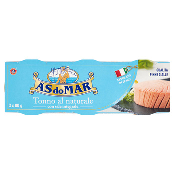 Tuńczyk w solance z nierafinowaną solą sardyńską, 3 x 80 g – As Do Mar